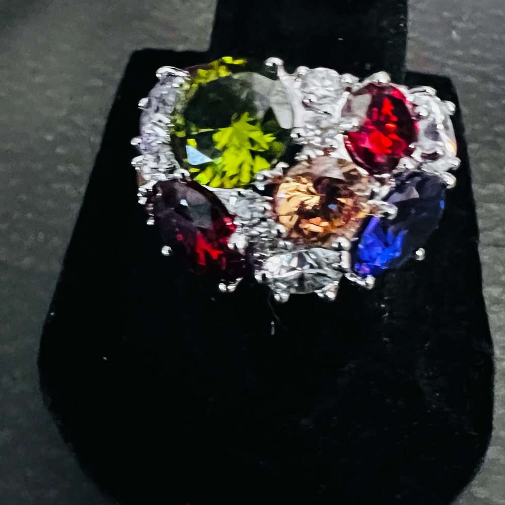 Multicolor Gem Cluster Statement Ring - Women's J… - image 6